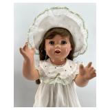 Vintage 1930s & 1940s Compo Toddler Doll in Blue Polka Dot Dress