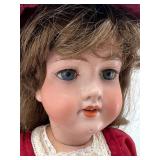 Antique Armand Marseille 390 Bisque Head Doll in Red Dress