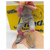 Annalee Doll Society Membership Kit with 2 Vintage Dolls - Baseball Player and Drum Player