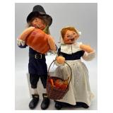 Annalee 2005 Pilgrim and Lady Dolls with Pumpkin and Basket
