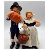 Annalee 2005 Pilgrim and Lady Dolls with Pumpkin and Basket