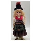 Vintage Miniature Bisque Doll in Traditional Folk Costume - Marked 117