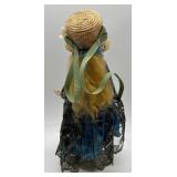 Handcrafted Porcelain Doll by Dotz Dolls - Vintage Style with Lace Dress and Straw Hat