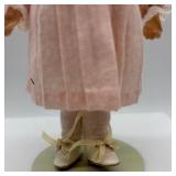 Vintage SIMON HALBIG Porcelain Doll with Pink Dress and Bonnet