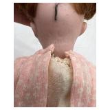 Vintage SIMON HALBIG Porcelain Doll with Pink Dress and Bonnet