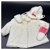 Vintage White Faux Fur Kiddies Classic Baby Coat Set