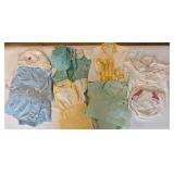Collection of Vintage Baby Clothing with Hats