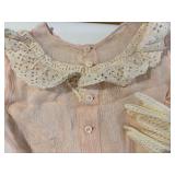 Vintage Pink Dresses and Gloves Set with Lace Accents