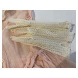 Vintage Pink Dresses and Gloves Set with Lace Accents