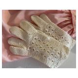 Vintage Pink Dresses and Gloves Set with Lace Accents