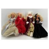 Set of 4 Barbie Collector Edition Dolls in Elaborate Gowns