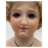 Vintage Doll Bust with Blonde Hair and Earrings