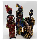 Set of 3 Handcrafted African Cloth Dolls in Traditional Attire