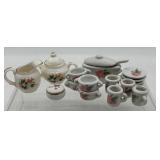 Antique Vintage Doll Clothing Set with Miniature Porcelain Tea Set