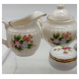 Antique Vintage Doll Clothing Set with Miniature Porcelain Tea Set