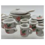 Antique Vintage Doll Clothing Set with Miniature Porcelain Tea Set