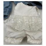 Antique Vintage Doll Clothing Set with Miniature Porcelain Tea Set