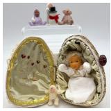 Handcrafted Decorative Egg with Cherubic Figures and Accessories