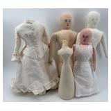 Set of 4 Handmade Cloth Dolls with Vintage Dress Forms