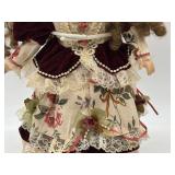 Vintage Porcelain Doll with Tea Set, Mirror, and Table