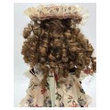 Vintage Porcelain Doll with Tea Set, Mirror, and Table