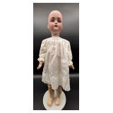Antique Kestner Bisque Head Doll with Embroidered Dress