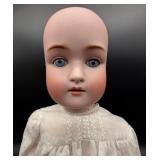 Antique Kestner Bisque Head Doll with Embroidered Dress