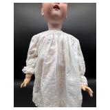 Antique Kestner Bisque Head Doll with Embroidered Dress