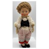 Pair of Vintage Handcrafted Felt/Cloth Dolls with European Dress