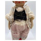 Pair of Vintage Handcrafted Felt/Cloth Dolls with European Dress