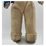 Vintage Felt Boy Doll with Blue Cap and Coat