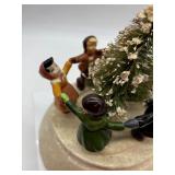 Vintage Porcelain Musical Figurine with Children Around a Christmas Tree