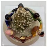 Vintage Porcelain Musical Figurine with Children Around a Christmas Tree