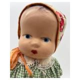 Set of 2 Vintage Baby Dolls in Crocheted and Gingham Outfits