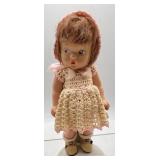 Set of 2 Vintage Baby Dolls in Crocheted and Gingham Outfits