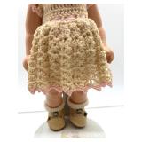 Set of 2 Vintage Baby Dolls in Crocheted and Gingham Outfits