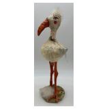 UFDC Handcrafted Paper Mache Bird Figurine with Feather and Floral Accents