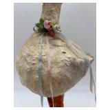 UFDC Handcrafted Paper Mache Bird Figurine with Feather and Floral Accents