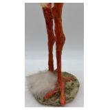 UFDC Handcrafted Paper Mache Bird Figurine with Feather and Floral Accents