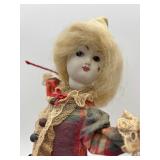 Vintage Clown Automaton Music Box with Fabric Costume