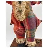 Vintage Clown Automaton Music Box with Fabric Costume