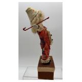 Vintage Clown Automaton Music Box with Fabric Costume