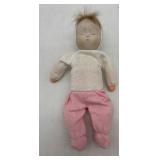 Vintage Wooden Baby Cradle with Two Porcelain Bye Lo Bisque Dolls and One Made in Japan Cloth Doll