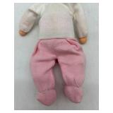 Vintage Wooden Baby Cradle with Two Porcelain Bye Lo Bisque Dolls and One Made in Japan Cloth Doll