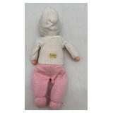 Vintage Wooden Baby Cradle with Two Porcelain Bye Lo Bisque Dolls and One Made in Japan Cloth Doll