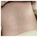 Vintage Wooden Baby Cradle with Two Porcelain Bye Lo Bisque Dolls and One Made in Japan Cloth Doll