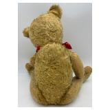 Vintage Stuffed Teddy Bear Toy with Red Bow