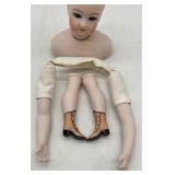 Vintage Porcelain Doll Parts with Bisque Head and Leather Boots