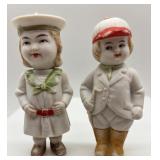 Collection of Antique German Bisque Doll Figurines including Dionne Quintuplets and Half Doll