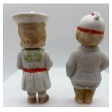 Collection of Antique German Bisque Doll Figurines including Dionne Quintuplets and Half Doll